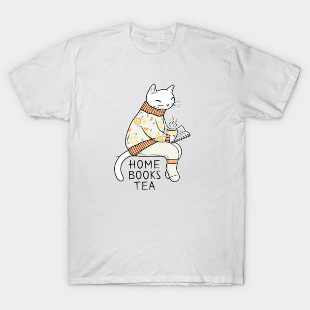 White Cat having a great time at home T-Shirt by runcatrun